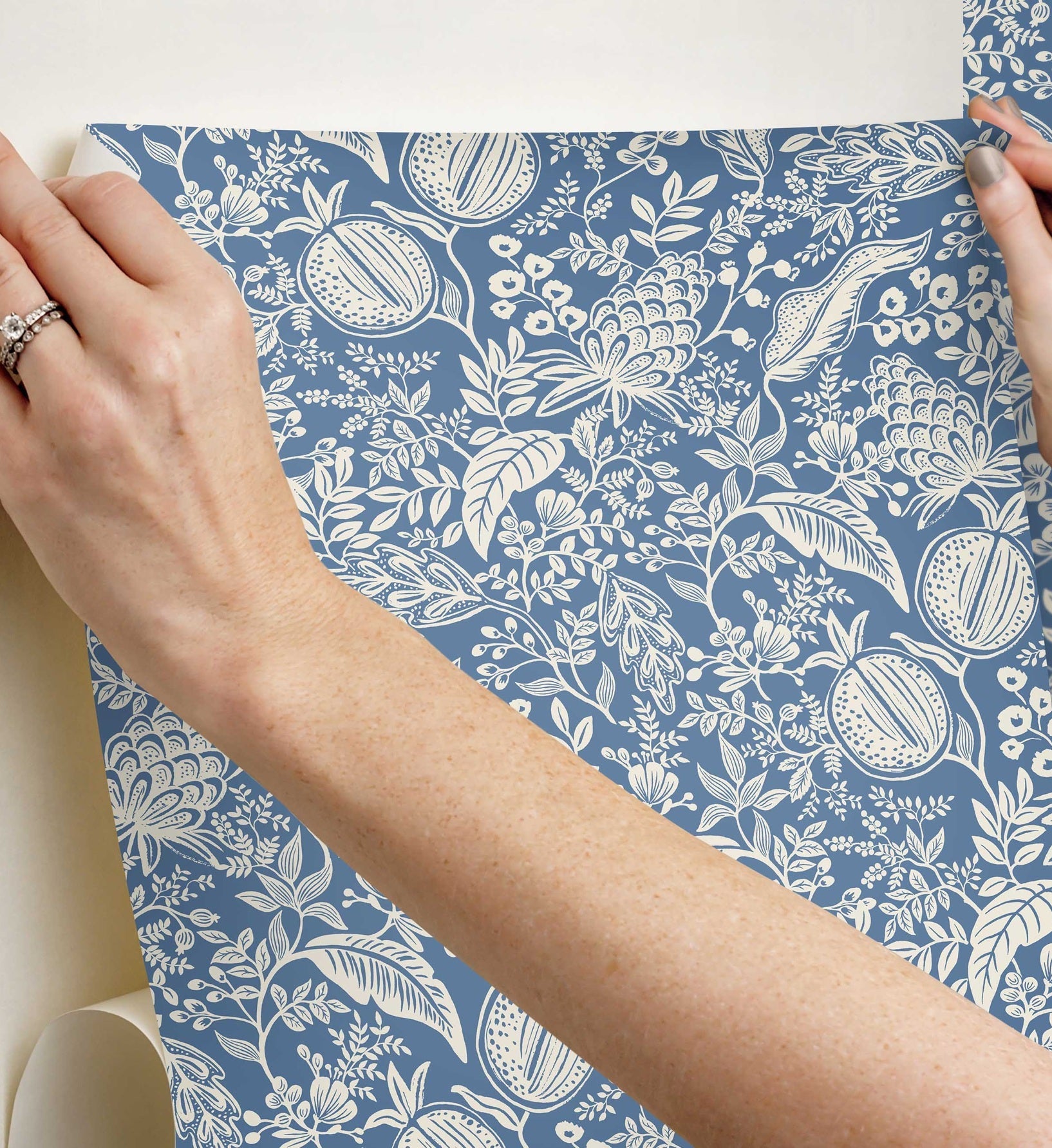 Pomegranate Peel & Stick Wallpaper - Blue & Ivory