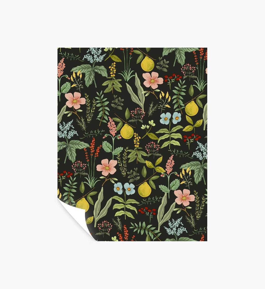 Herb Garden Peel & Stick Wallpaper Sample - Black