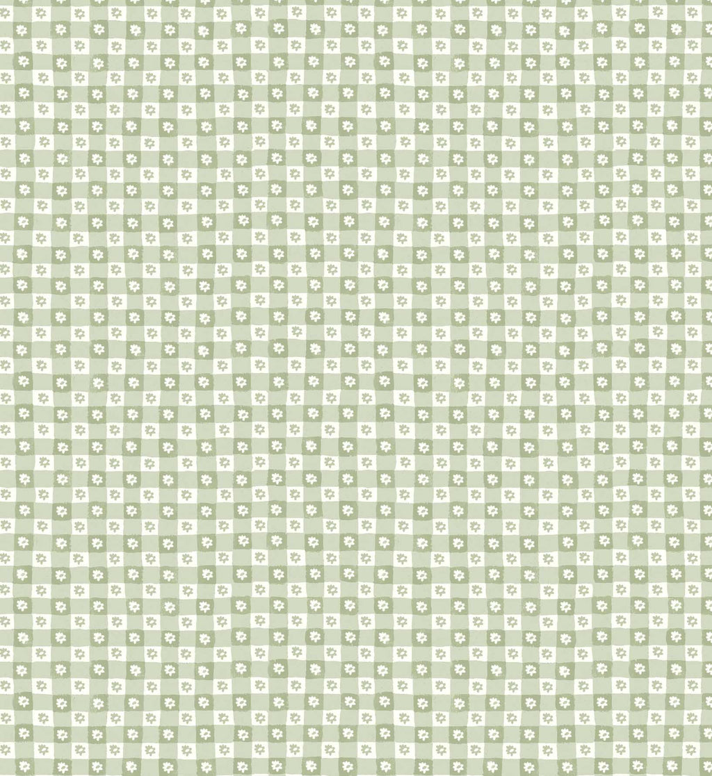 Daisy Gingham Peel & Stick Wallpaper Sample - Green