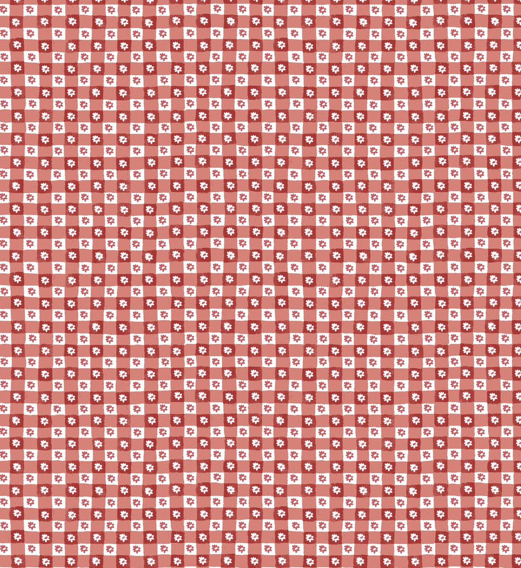 Daisy Gingham Peel & Stick Wallpaper Sample - Red
