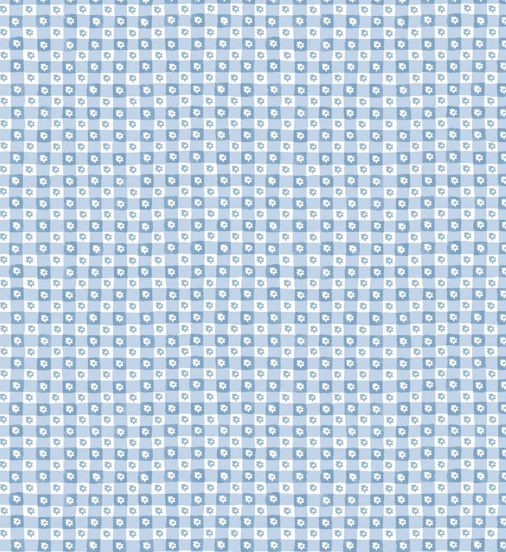 Daisy Gingham Peel & Stick Wallpaper Sample - Blue