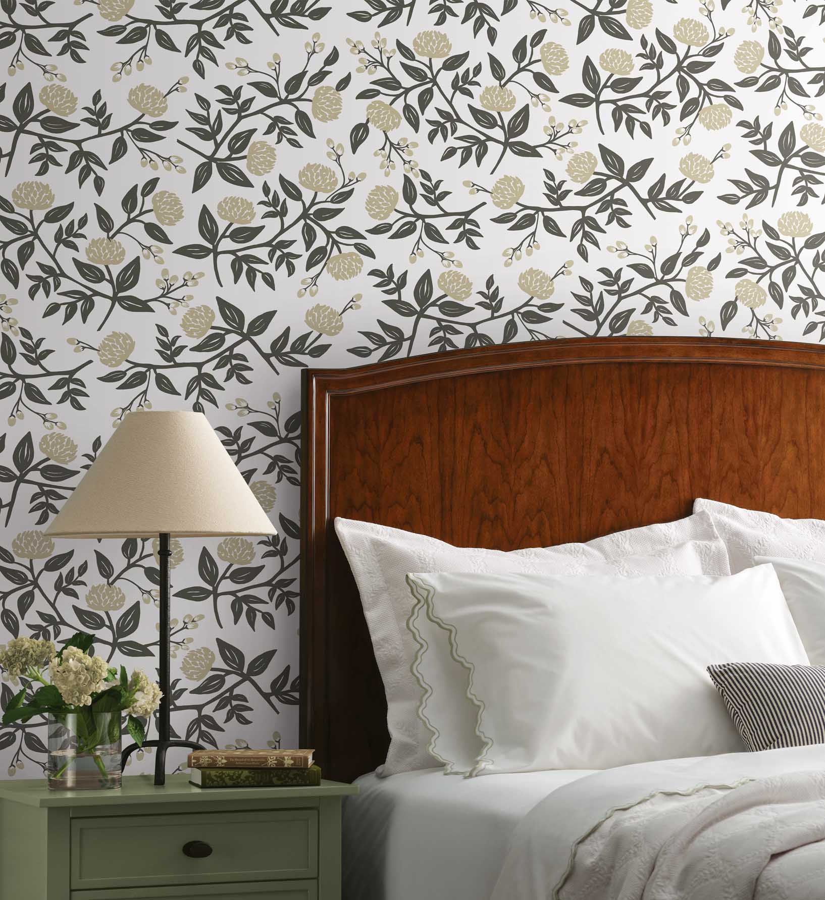 Peonies Wallpaper - White & Black