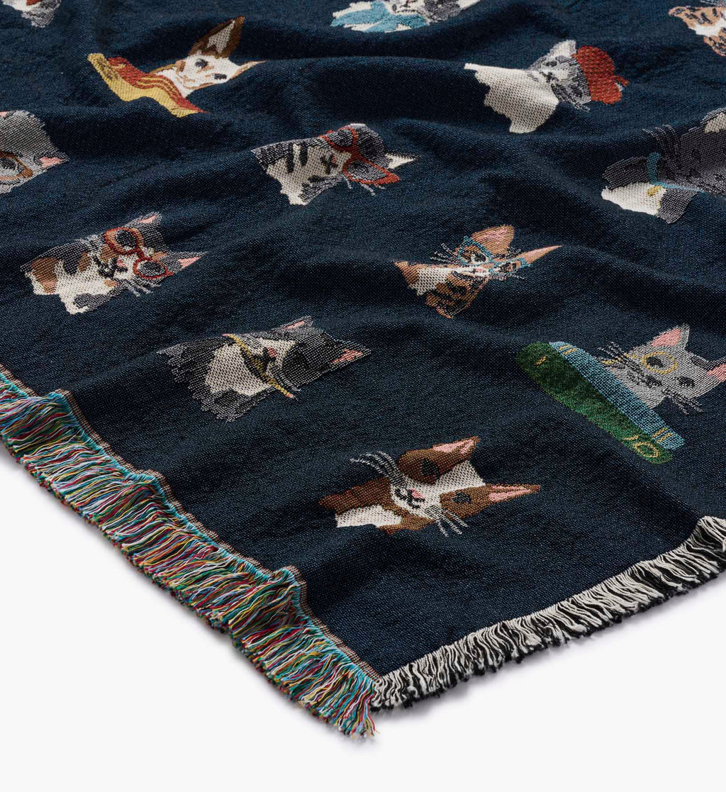Woven Blanket - Studious Cats