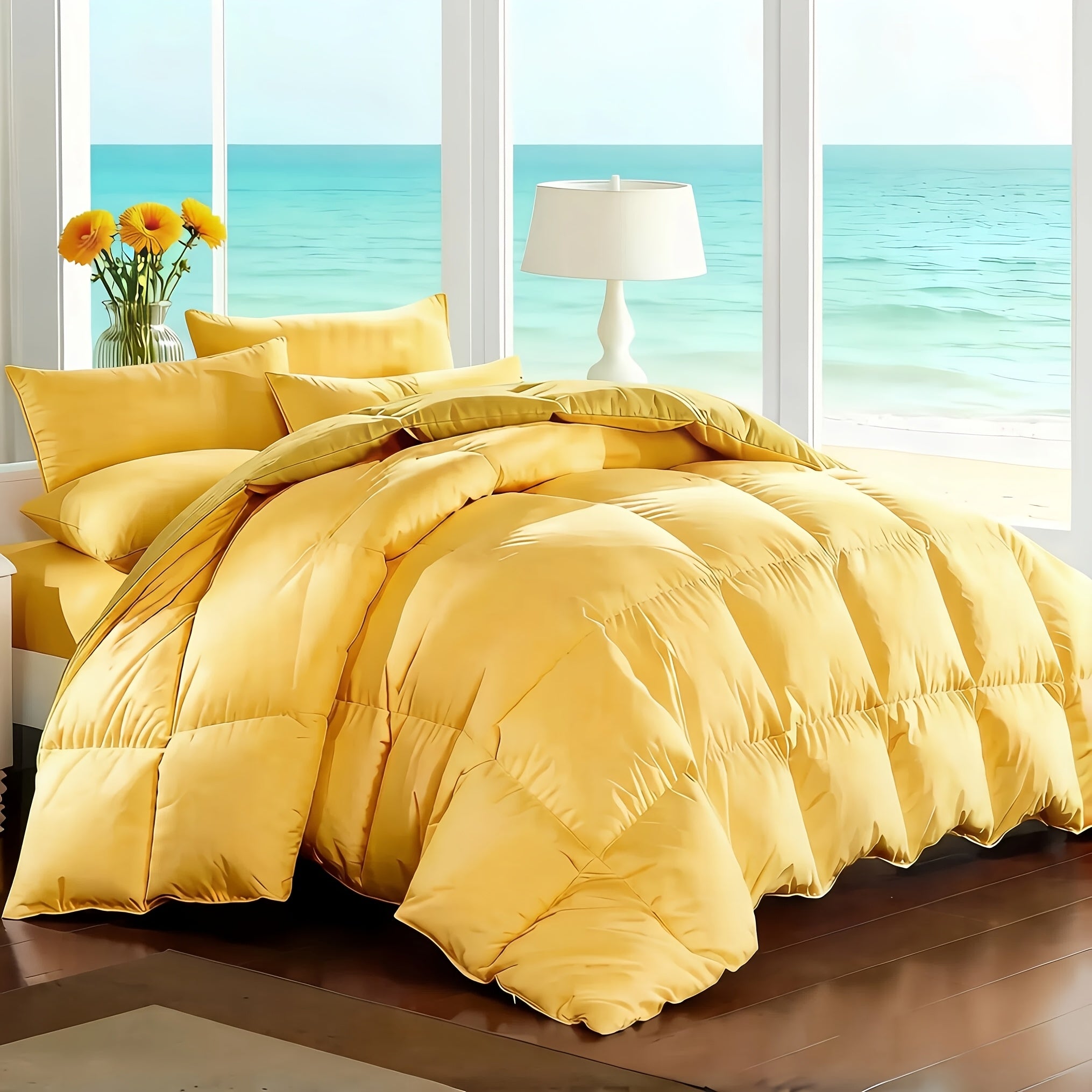 Comforter Set 7-Piece Bed in a Bag Queen King Full Soft Microfiber Down Alternative Comforter Fitted Sheet Flat Sheet Pillow Shams Pillowcases All Season Bedding Set 34 Colors