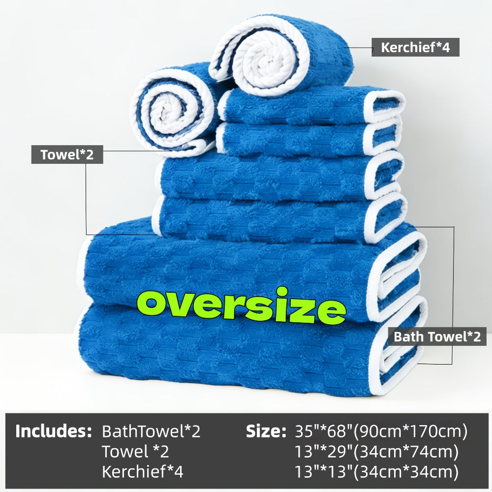 Waffle Weave Bath Towels Set 4 Pack or 8 Pack - Ultra Soft Super Absorbent Quick Dry Microfiber Moire Textured Towels | Spa Gym Travel Daily Use | Multi-Color Sets Gray Pink Blue Beige Gift Set