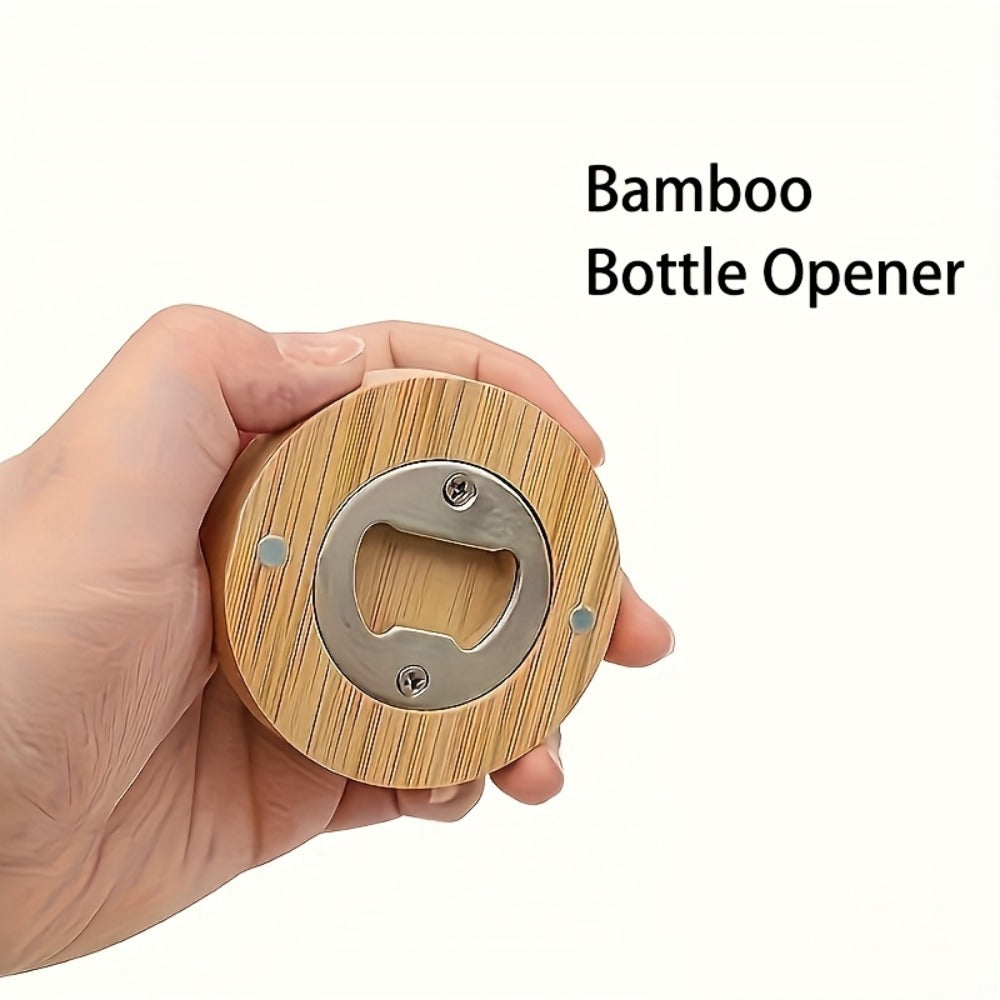 Bamboo Magnetic Bottle Opener Bulk 20 40 80 160 Pack - Round Fridge Magnet Blank Bottle Opener for Wedding Favors Party Gifts Kitchen Decor | Customizable DIY Guest Favors Bridal Shower