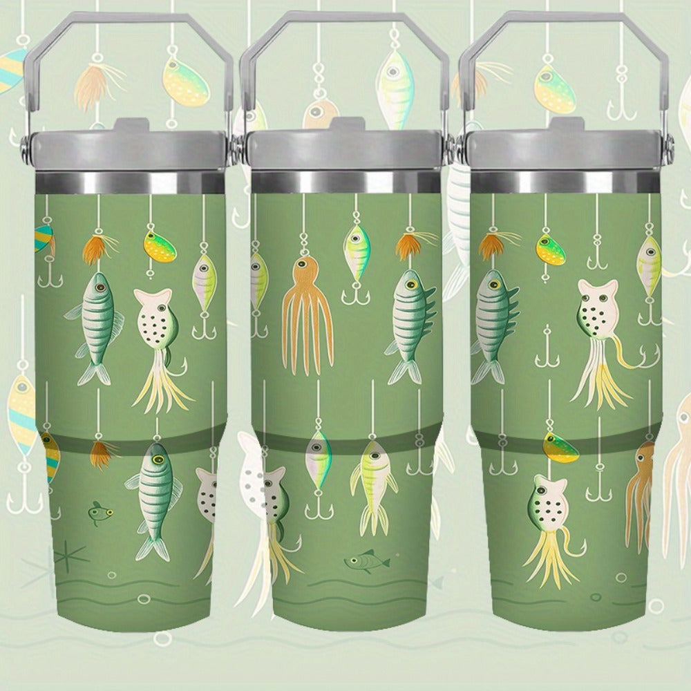Insulated Travel Mug 30oz with Handle & Straw Stainless Steel Coffee Tote Tumbler Keeps Hot Cold Drinks Gift for Women Mom Wife Birthday Graduation Father's Day