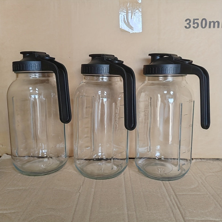Glass Pitcher 64oz Mason Jar with Lid and Pour Spout - 2 Quart Wide Mouth Leak Proof Glass Jug for Fridge Iced Tea Sun Tea Lemonade and Juice, Creamer Container for Coffee and Breast Milk Storage, Available in 2 or 3 Pack