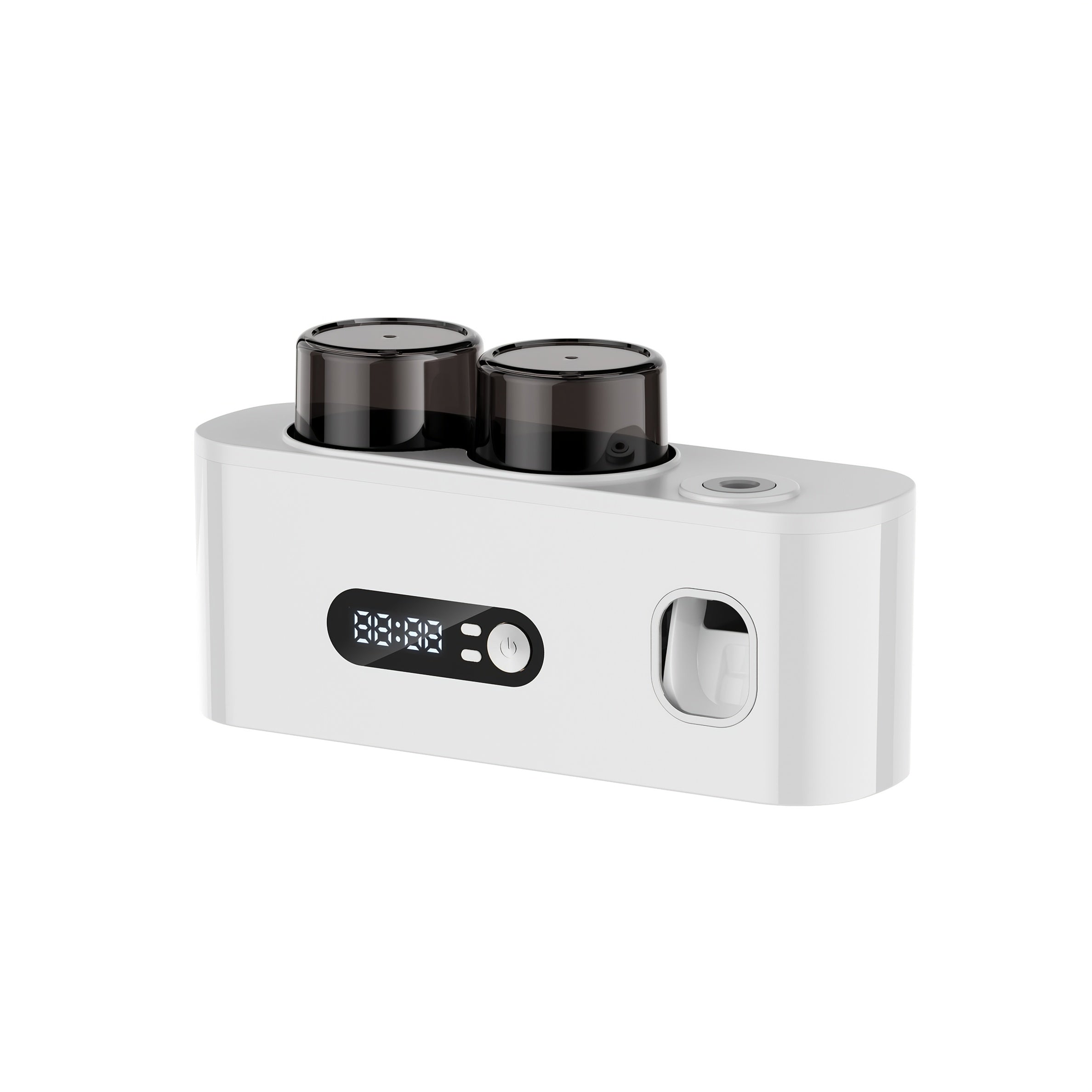 Toothbrush Holder with UV Sterilizer & Automatic Toothpaste Dispenser ¨C 5-Slot Smart Bathroom Organizer with 2 Cups, USB Rechargeable, Clock Display, Durable Plastic Wall Mount for Family Oral Care