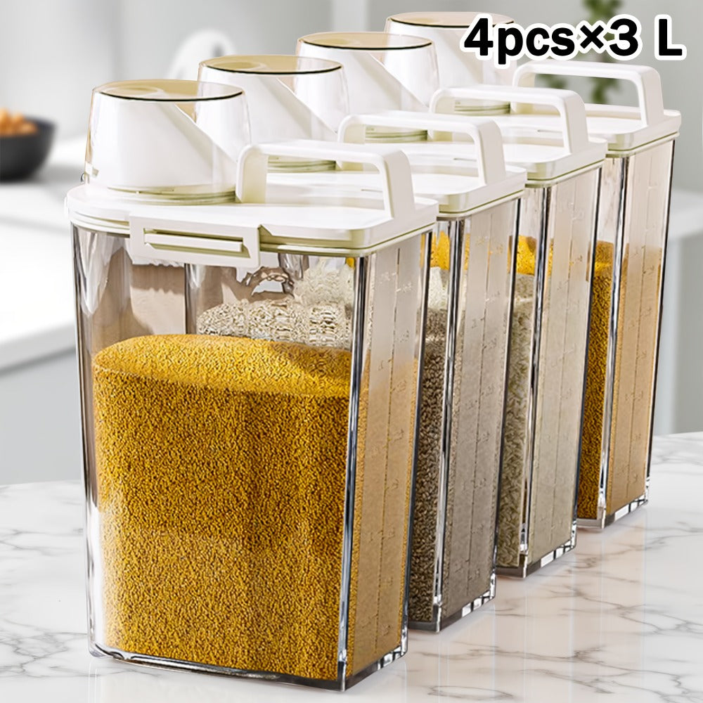 Airtight Food Storage Containers 2/4/6 Pack - BPA-Free 2.5L & 3L Plastic Pantry Bins with Lids, Measuring Cup, Leakproof Seal for Nuts, Flour, Rice, Kitchen Organizer
