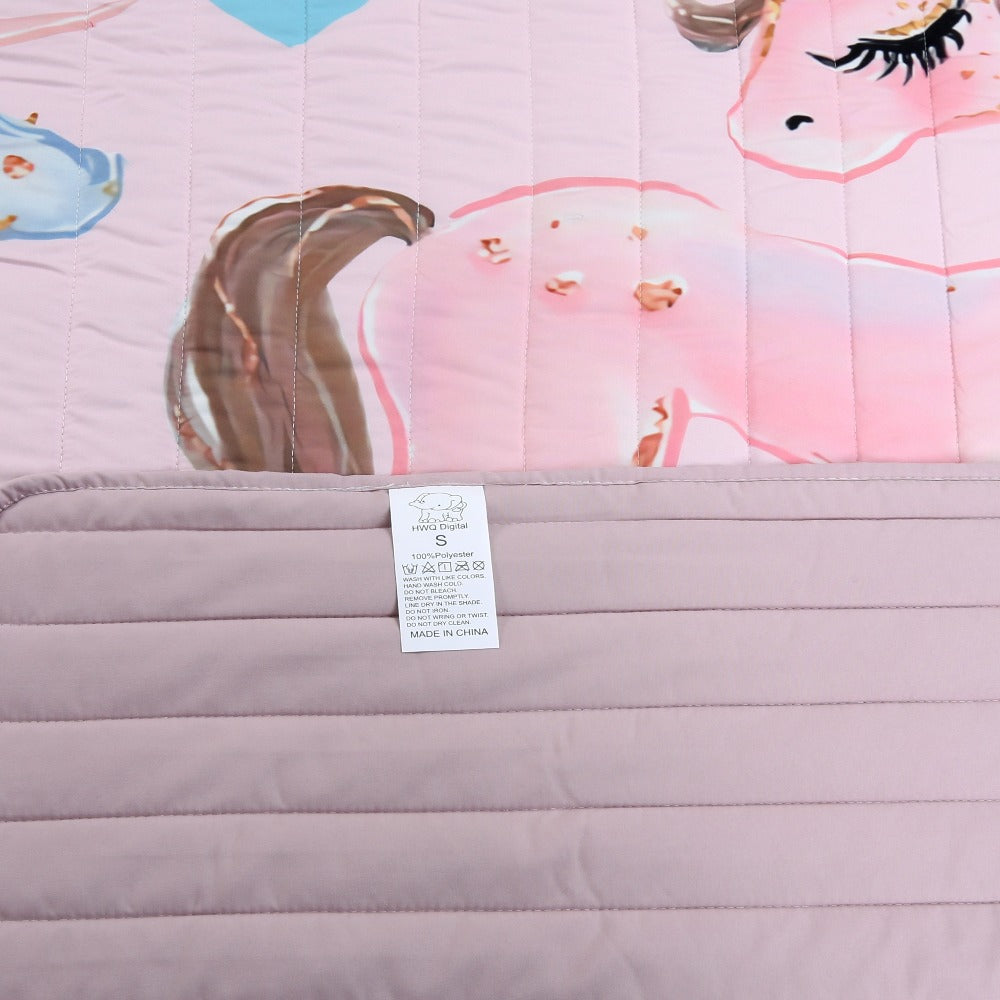 Kids Bedspread Set 3 Piece Pink Princess Pony Print Soft Comfortable Bedspread with 2 Pillowcases Girls Bedroom Decor Christmas Halloween Gift Core Not Included