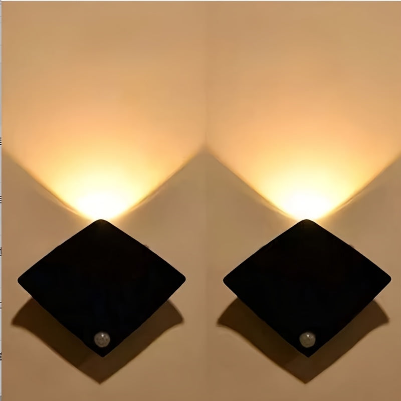 Magnetic LED Motion Sensor Wall Light USB Rechargeable ¨C Wireless Night Light for Hallway, Stairs, Bedroom & Kitchen in White or Warm Light (1, 2 or 4 Pack)
