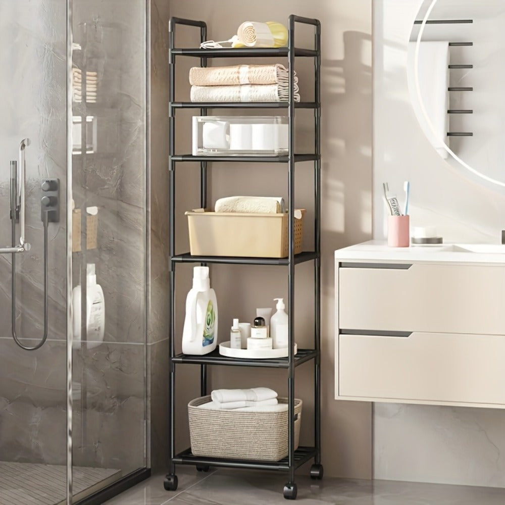 6-Tier Heavy Duty Storage Shelf Freestanding Metal Shelving Unit with Leveling Feet for Pantry Kitchen Garage Workshop - Space Saving Rack No Tools Required Easy Assembly Home Organization