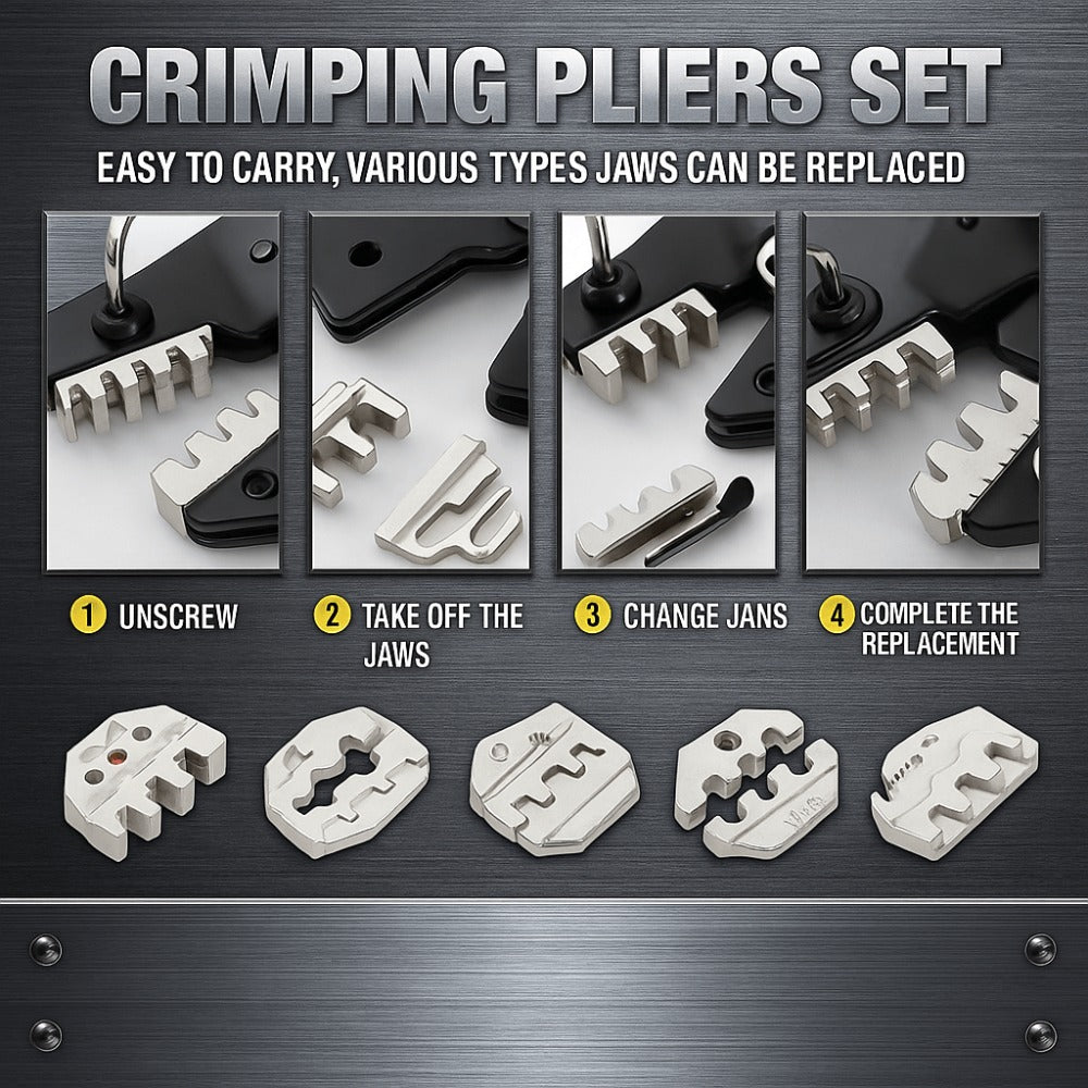 Wire Crimper Kit 718pcs SN-68B Ratchet Crimping Tool AWG28-16 with Replaceable Jaw & Assorted Terminals ¨C Insulated Cable Connector Male Female Pair Electrical Wiring Set