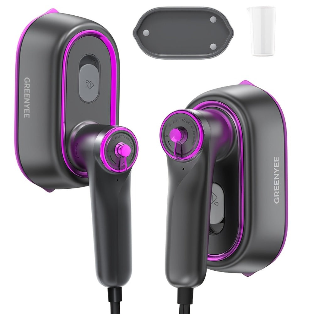 Mini Travel Steamer 2-in-1 Dry Steam Iron Foldable 180 Degree Handle 15-Second Heat 85ml Leak-Proof Tank ETL Certified for All Fabrics Home Travel Purple Black