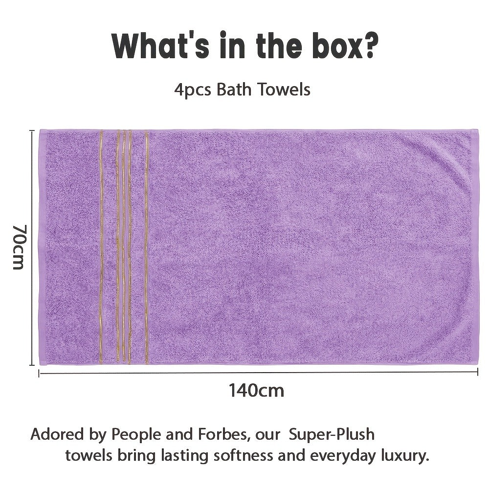 Bath Towel Set 4-Pack 620GSM Bamboo Cotton Blend Super Soft Quick-Dry Absorbent Towels for Bathroom Spa Gym Travel