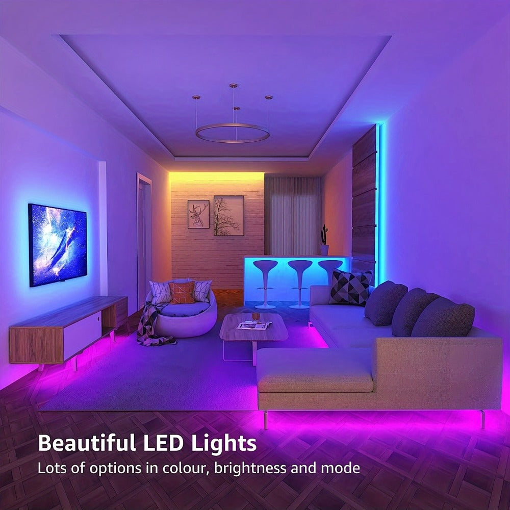 RGB LED Light Strip 5050 SMD USB Powered - Multi-Color Cuttable LED Strip with 3-Button Controller, Easy Install for Home Decor Living Room Bedroom TV Background Christmas Party Stage, 3M / 4M / 15M