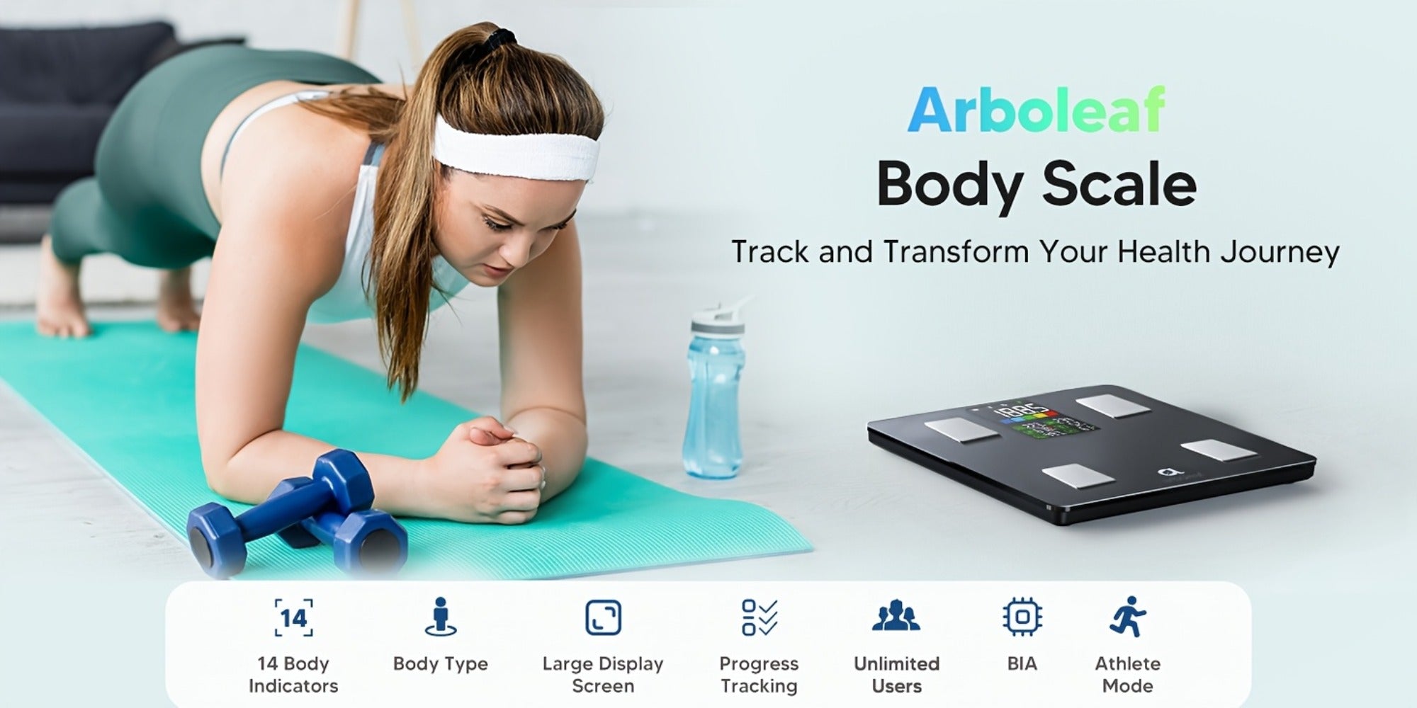 Smart Body Scale 14-in-1 ¨C Body Fat Scale with BMI, Muscle Mass & 14 Health Metrics, Wireless Bluetooth App Sync, Auto Recognition, 500 lb Capacity, HD LED Display for Home & Gym Use