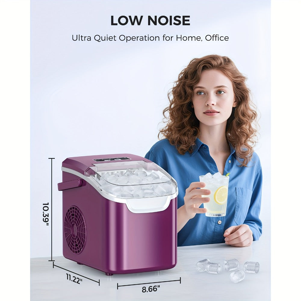 Portable Ice Maker Machine 26 Lbs/Day - Countertop Ice Maker Makes 8 Ice Cubes in 6 Minutes, 2 Ice Sizes, Self-Cleaning with Basket & Scoop for Home Kitchen Party Camping Bar RV, 4 Colors Available