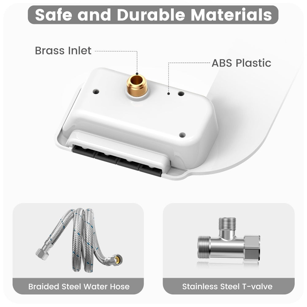 Bidet Attachment for Toilet - Dual Retractable Nozzle Non-Electric Self-Cleaning Fresh Water Bidet Sprayer, Adjustable Water Pressure, Fits Most Toilets, Brass T-Adapter & Metal Hose Included, Easy Install