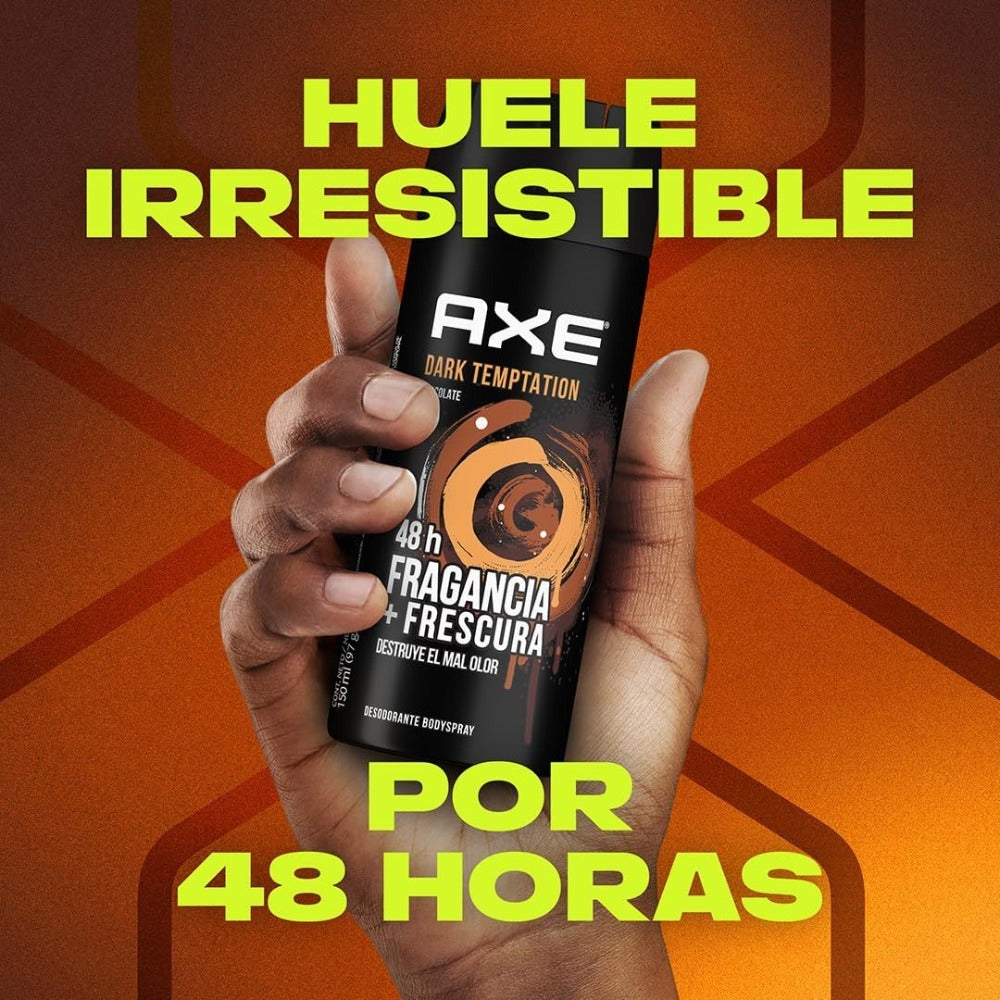 Men's Body Spray Deodorant Axe Dark Temptation, Dark Chocolate Fragrance Long-Lasting Odor Protection Aluminum-Free Body Spray for Men, 5.1oz 150ml per Bottle ¨C Available in 3 Pack & 6 Pack