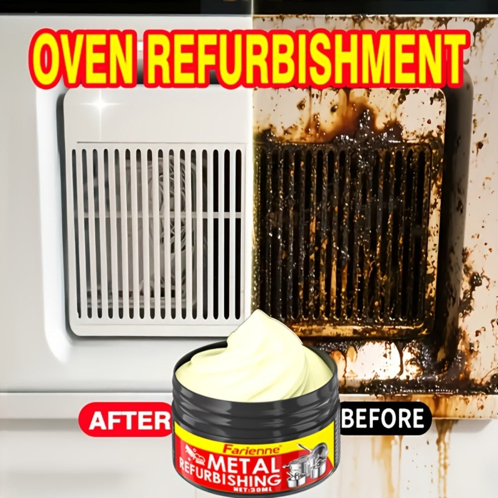 Metal Polishing Paste with Sponge Chrome & Stainless Steel Polish Gloss Agent No Residue Coconut Oil Formula for Painted Metals Car Jewelry Household