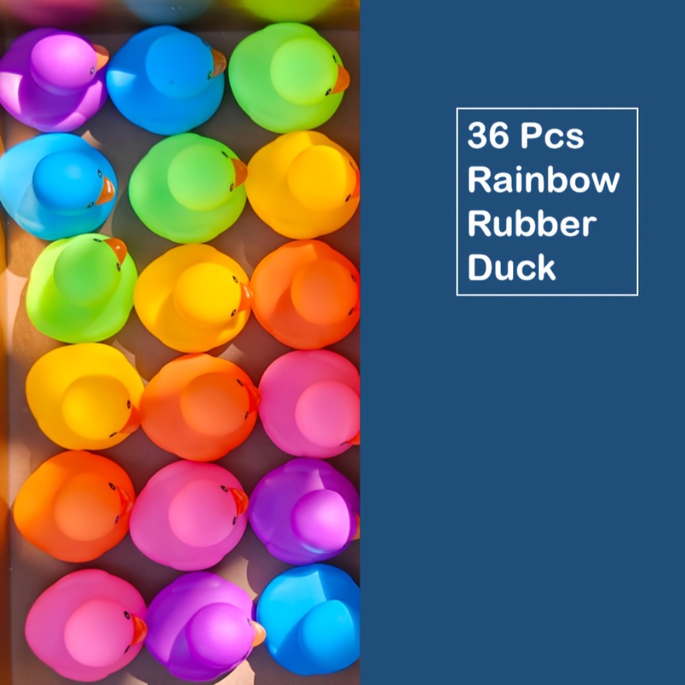 36Pcs Rainbow Rubber Ducks Bulk Pack ¨C Colorful Mini Bath Toys for Pool Party, Holiday Decor & Kids Gift