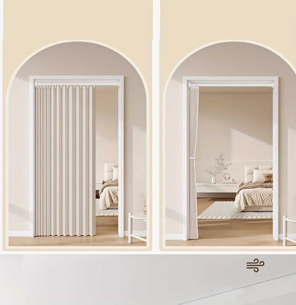 Magnetic Room Divider Curtain Doorway - Rodless Bohemian Striped Door Curtain, 210GSM Thickened Polyester, Natural Drape, Space Partition for Living Room Bedroom Kitchen, Machine Washable, No Rod Needed