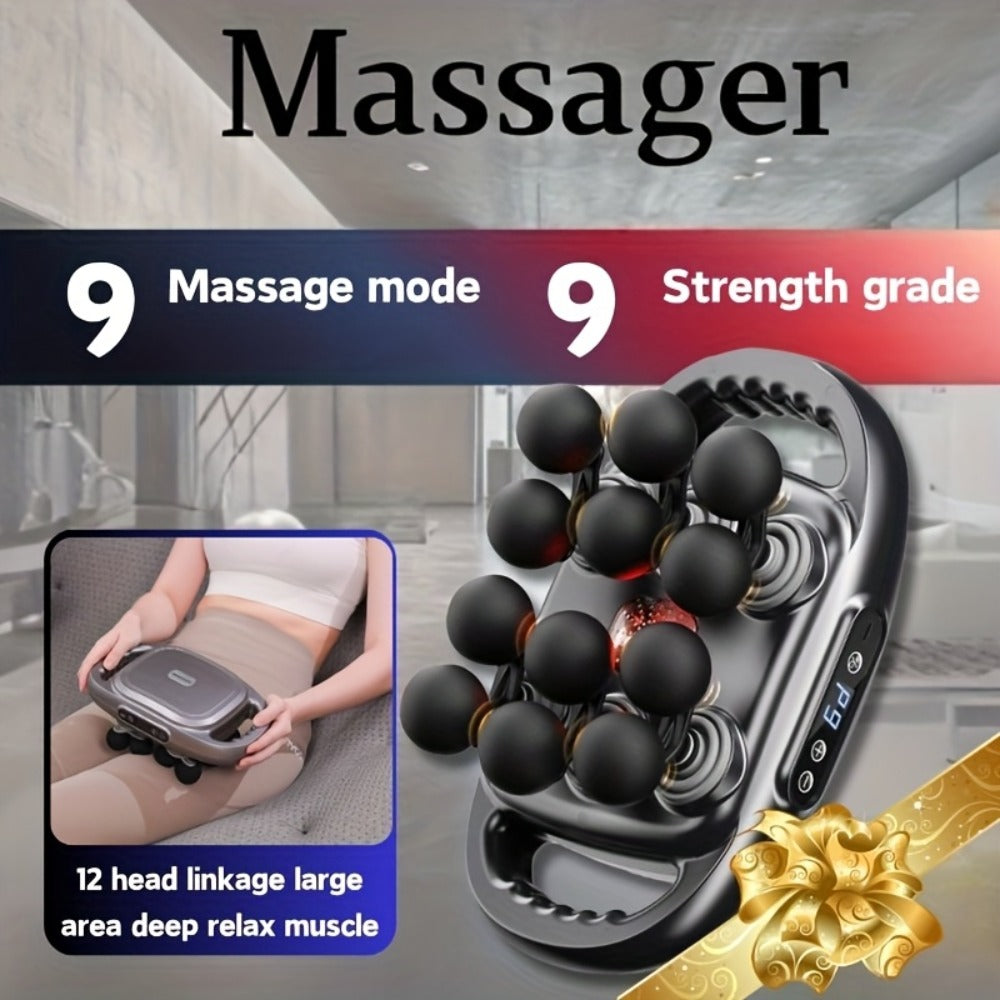 Massage Gun for Deep Tissue Relief ¨C Cordless Percussion Massager with 9 Speeds & 9 Modes, Multiple Heads for Back, Neck, Shoulders, Legs & Feet | Gift for Dad & Mom