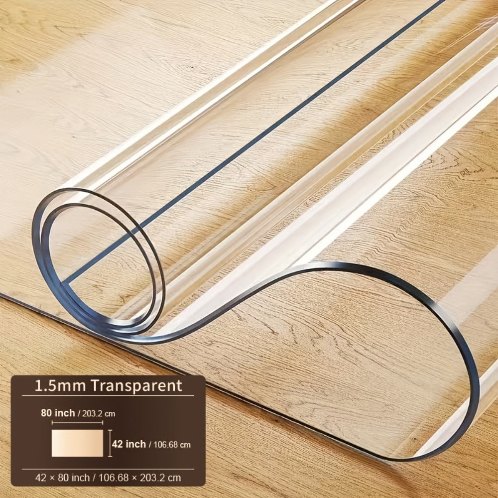 Clear PVC Tablecloth Table Protector 1.5mm Thick Transparent Table Cover Heat Resistant Scratch Resistant Waterproof Desk Mat for Dining Table Home Office Restaurant Coffee Table Multiple Sizes