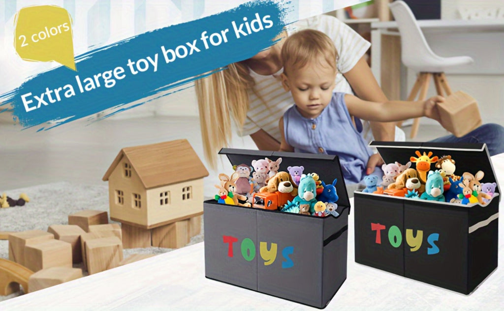 Extra Large Collapsible Kids Storage Chest with Lid ¨C 31.7 Gal Toy Box Organizer Bins for Boys Girls Bedroom Nursery Living Room
