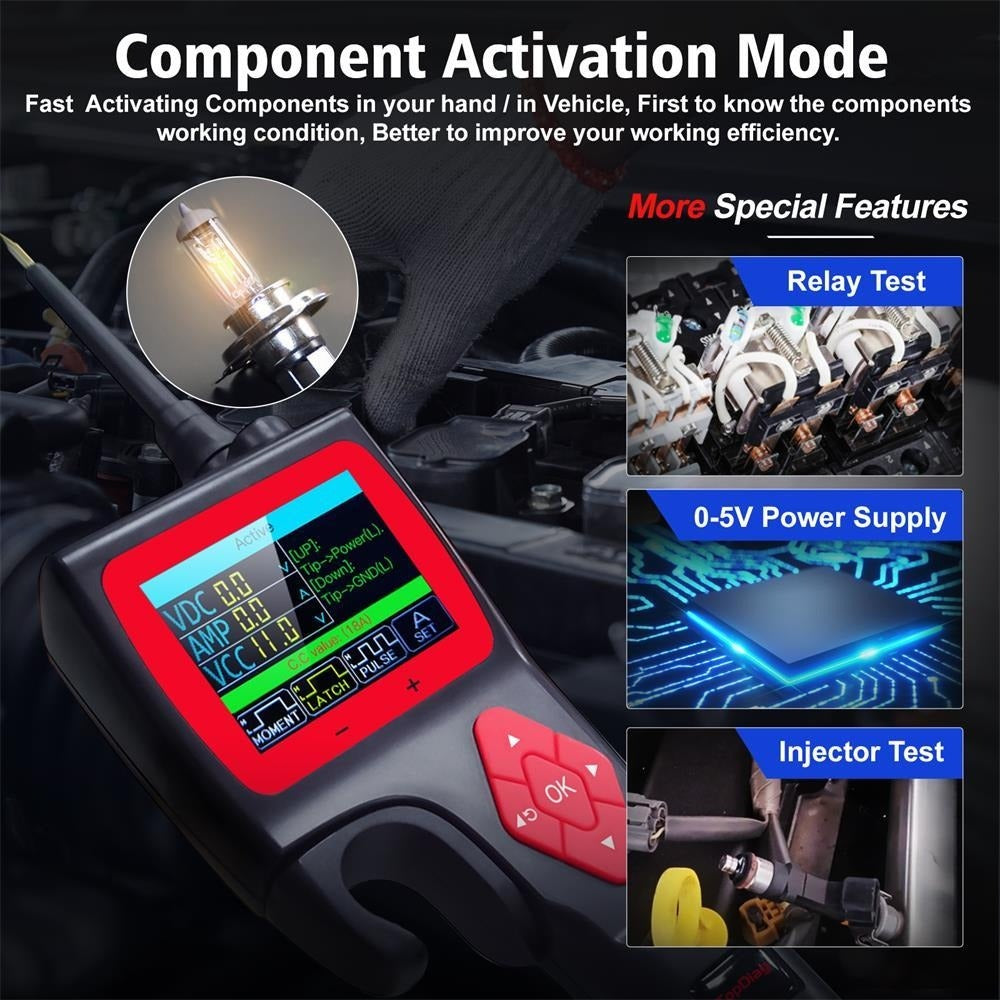 Automotive Circuit Tester Topdiag P200 Pro 9-30V Oscilloscope Multimeter Relay Fuel Injector Test 0-5V Power Supply Component Activation 20ft Cable Smart Voltage Resistance Diagnostic Tool