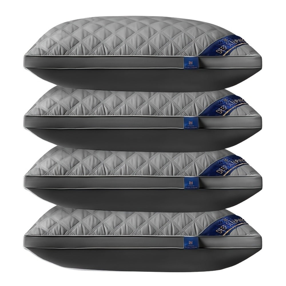Queen Size Pillows for Side Sleepers ¨C 800g Heavyweight Hotel Collection, Hypoallergenic Down Alternative, Ultra-Plush & Resilient, Machine Washable 20x30 Inches ¨C Available in 1, 2 & 4 Pack (White/Gray)