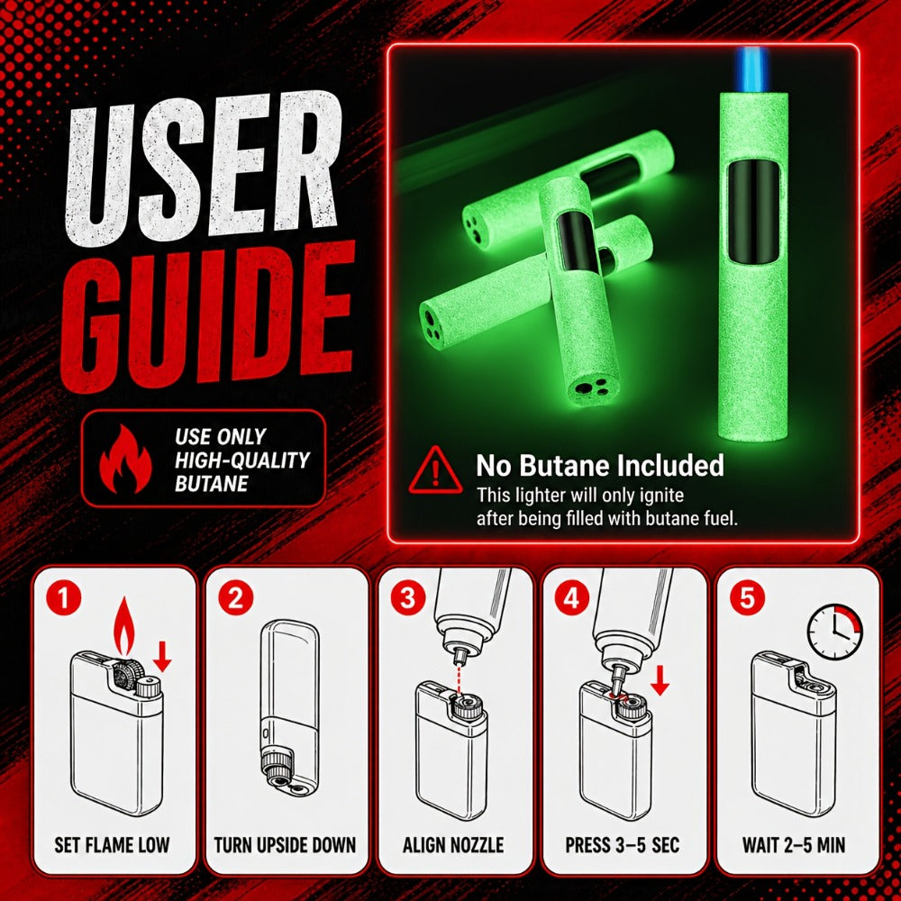 Windproof Blue Flame Lighter ¨C Creative Adjustable Flame Torch Lighter for Outdoor BBQ, Camping, Candles & Cigars, Stylish Gift for Men & Friends (No Butane Included)