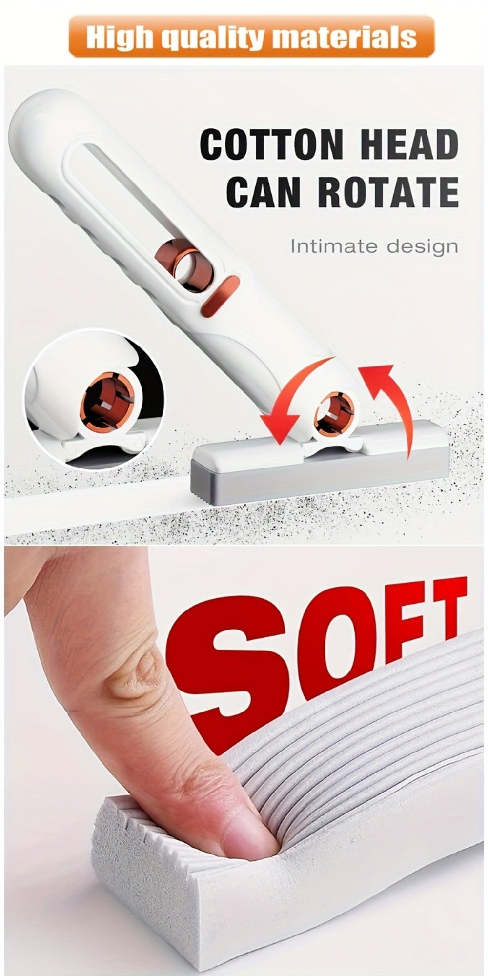 Mini Sponge Mop with Adjustable Handle & 4 Reusable Heads ¨C Self-Squeezing Portable Cleaning Mop for Bathroom, Kitchen, Car & Window
