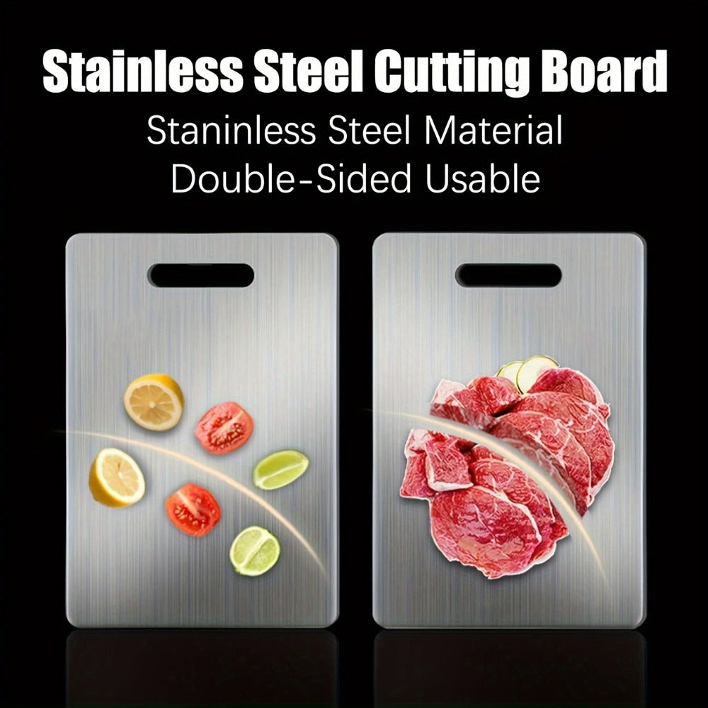 Stainless Steel Cutting Board Set 3 Pack - Non-Stick Dual-Sided Metal Chopping Boards for Kitchen, BPA-Free, Rust-Resistant, Easy Clean, Portable for Meat Vegetables Fruit