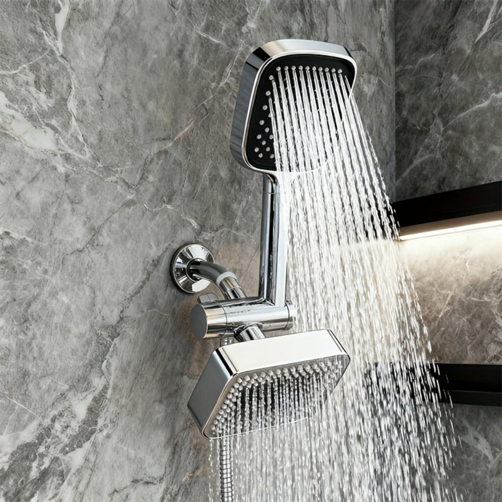2-in-1 High Pressure Handheld Shower Head Set with Rain Showerhead ¨C Long Hose T-Valve ABS Wall Mount Bathroom Upgrade