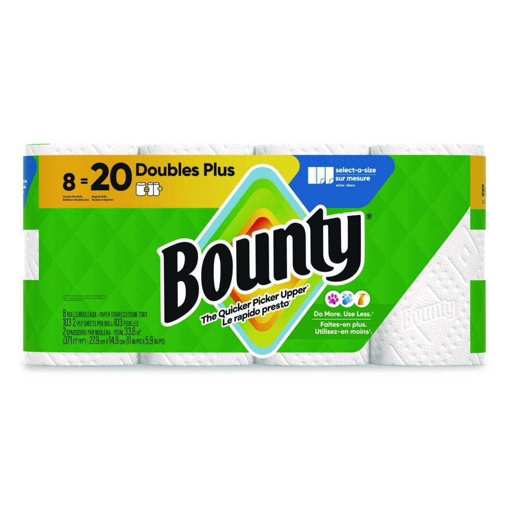 Paper Towels 8 Double Rolls, Bounty Select-A-Size Kitchen Paper Towel, 2-Ply 103 Sheets per Roll, 2X More Absorbent, White 5.9 x 11 Inch Sheets, Quicker Picker Upper for Kitchen & Household Messes