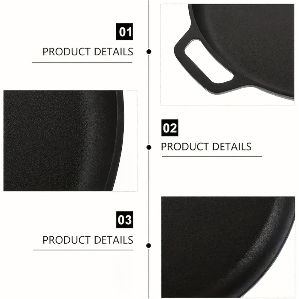 Cast Iron Frying Pan Non-Stick 11 Inch 28cm ¨C Rust-Proof Anti-Deformation Even Heating | Oven & Induction Safe Skillet for Pizza Barbecue & Camping | Durable Cast Iron Pan Single or 2-Pack