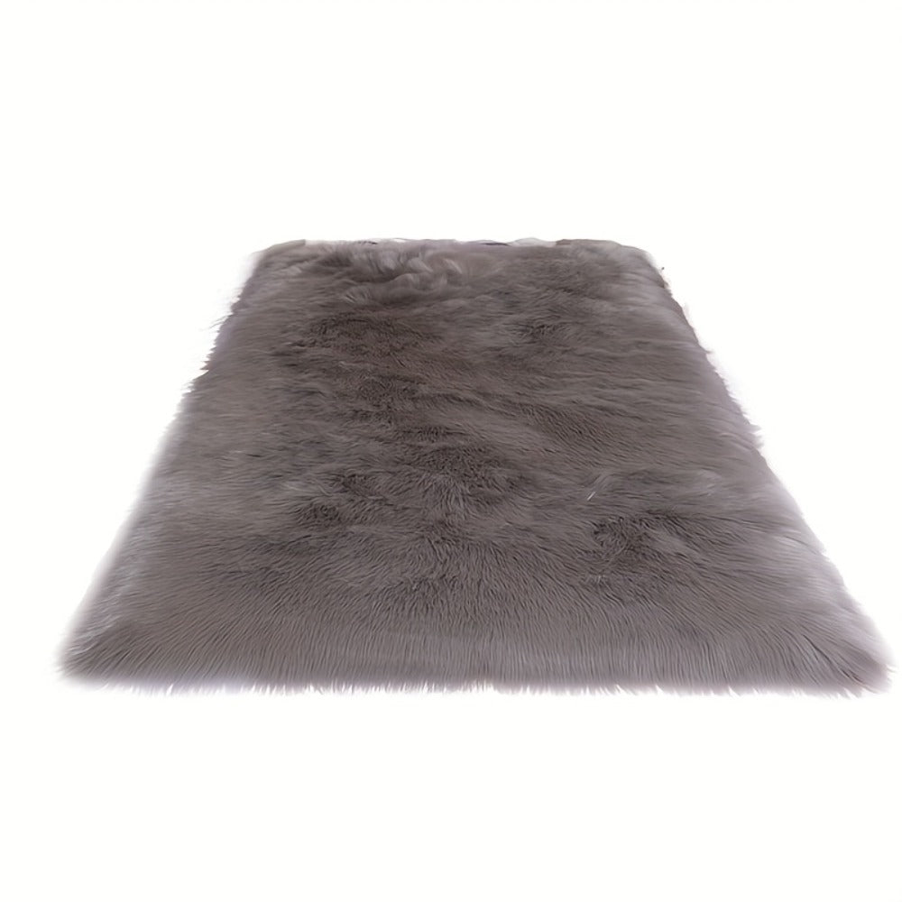 Plush Imitation Wool Area Rug Soft Bedroom Floor Mat Living Room Carpet Bay Window Blanket Non-Slip Home Decor