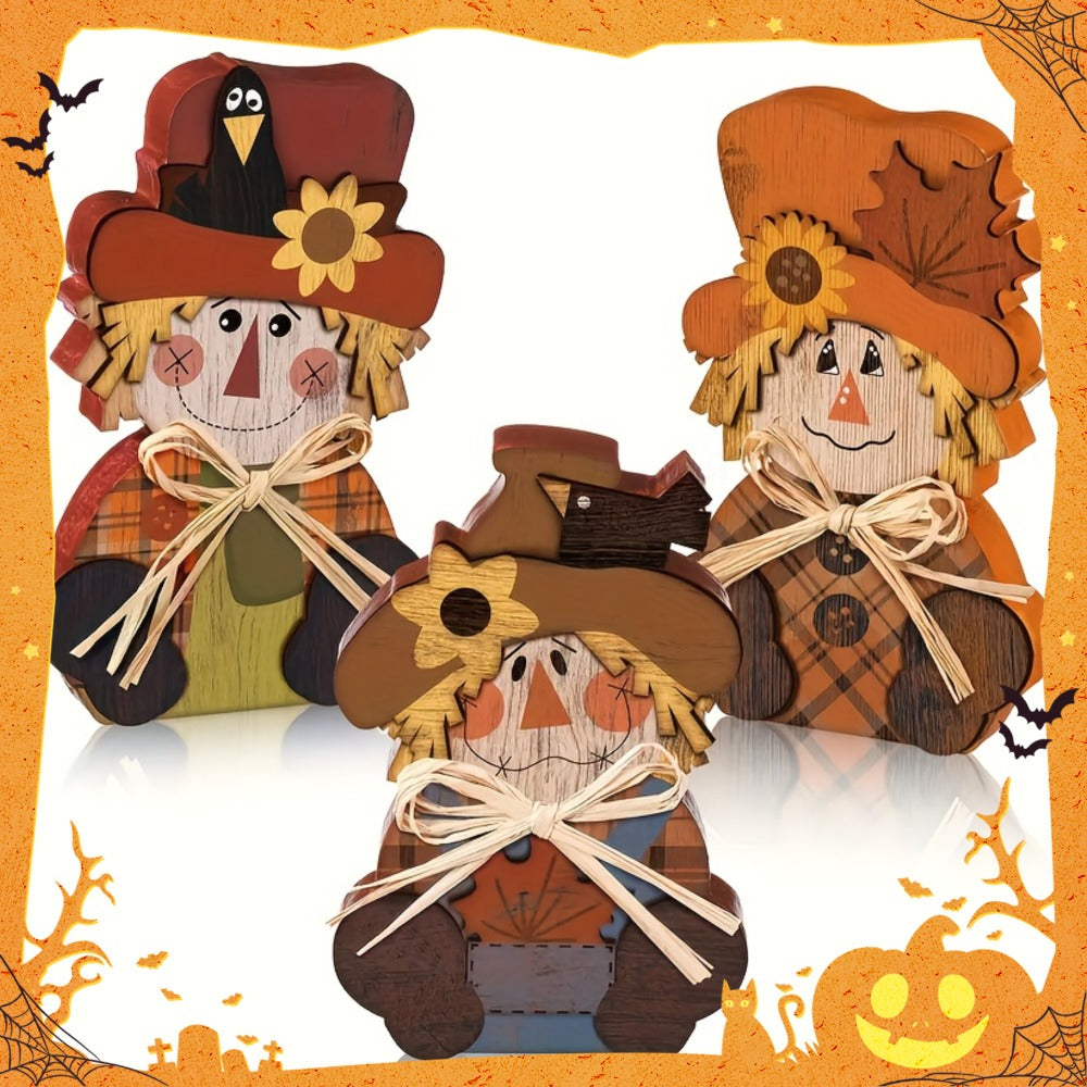 Halloween Autumn Tiered Tray Decor Set 3pcs Rustic Farmhouse Pumpkin Signs