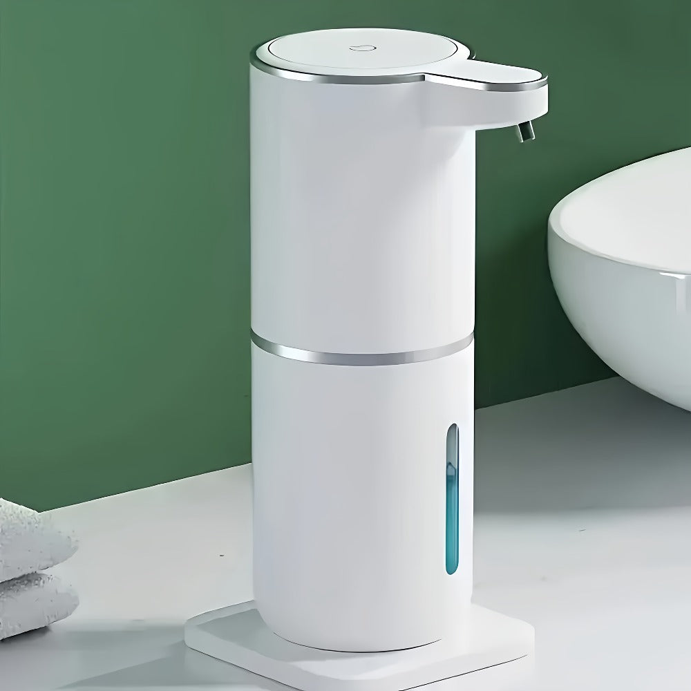Automatic Foam Soap Dispenser Wall Mount Touchless 400ml USB Rechargeable IPX5 Waterproof 4 Adjustable Levels Sensor Soap Pump for Bathroom Kitchen Sink Office Hotel
