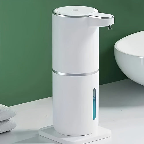 Automatic Foam Soap Dispenser Wall Mount Touchless 400ml USB Rechargeable IPX5 Waterproof 4 Adjustable Levels Sensor Soap Pump for Bathroom Kitchen Sink Office Hotel