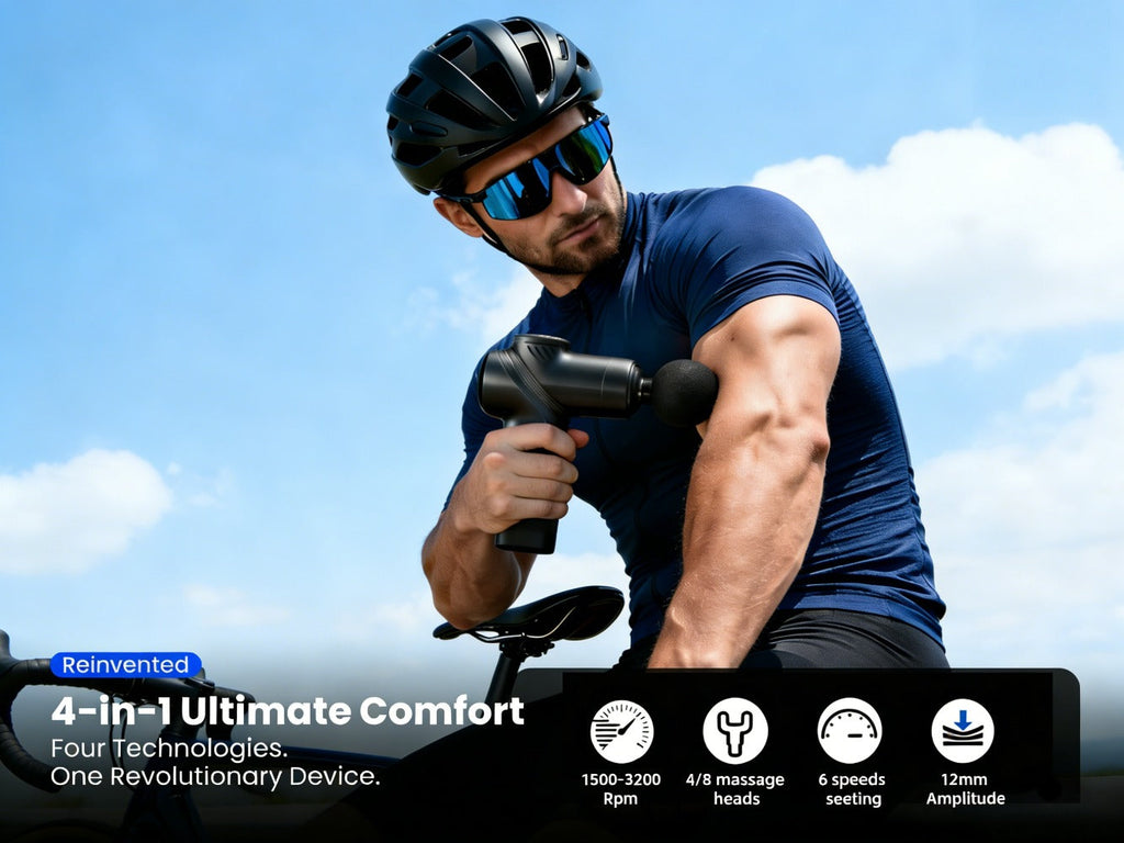 Massage Gun Deep Tissue Percussion Massager ¨C Portable Handheld Electric Body Massager with 4/8 Heads & 6 Speed Settings for Muscle Relaxation & Post-Workout Recovery