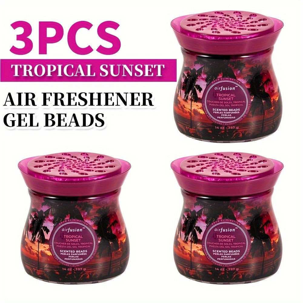 Air Freshener Scented Beads 3-Pack ¨C Long-Lasting Fragrance Beads, Multi-Purpose Odor Eliminator for Home, Car, Closet, Bathroom & Office, Essential Oil Aromatherapy, 6 Scents Available
