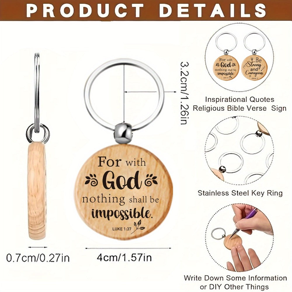 Bulk Wooden Bible Verse Keychains 100pcs Religious Christian Inspirational Keychains Rustic Engraved Thank You Gifts for Women Men Teachers Students Party Favors Christmas Back to School
