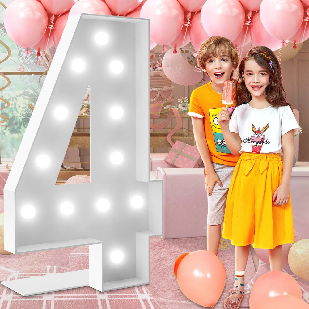 Marquee Number Lights 4 Feet Tall LED Light Up Numbers 0-9 20 for Birthday Party Anniversary Graduation Decoration 11 Colors 3 Flash Modes Foam Board String Lights Included