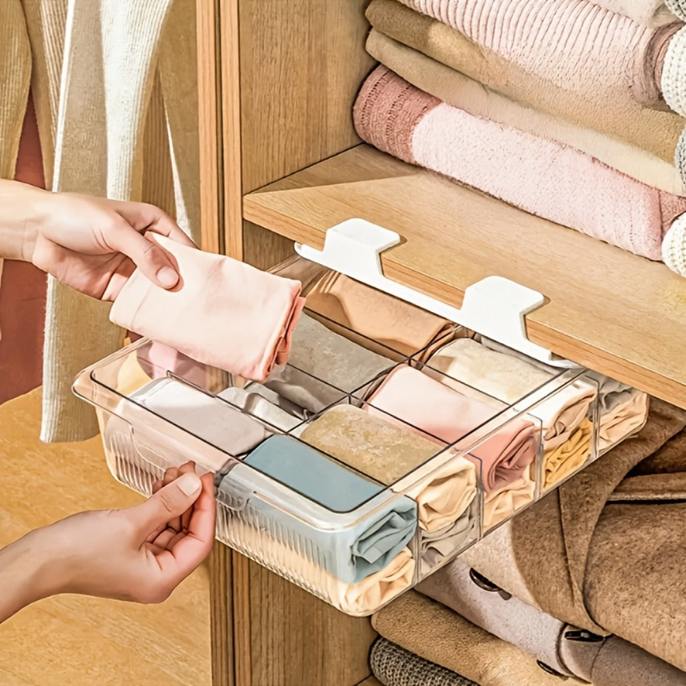 15-Compartment Wall-Mounted Underwear & Socks Hanging Storage Box ¨C Waterproof Transparent Closet Organizer for Home, Durable Plastic Shelf Partitions