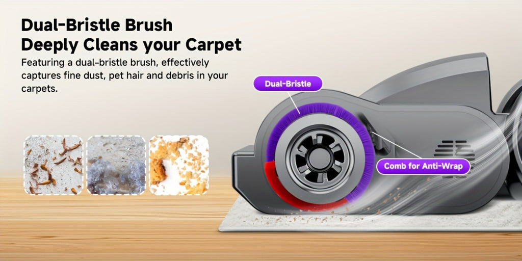 Cordless Vacuum Cleaner 58Kpa Strong Suction 6-in-1 Rechargeable Stick Vacuum with LED Electric Floor Brush Self-Standing Handheld Lightweight for Carpet Hard Floor Pet Hair Home Car