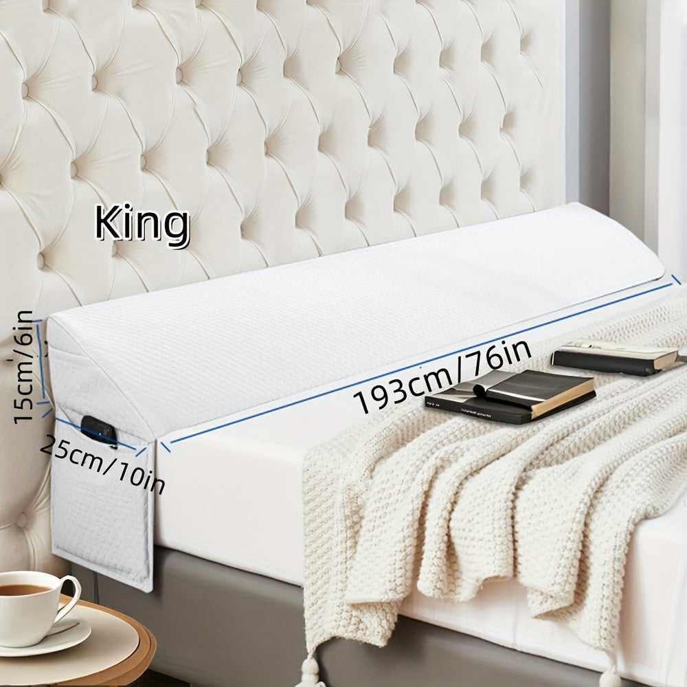 Bed Wedge Pillow Bed Gap Filler - Memory Foam Mattress Wedge Headboard Pillow for Sleeping, Backrest & Post-Surgery Support
